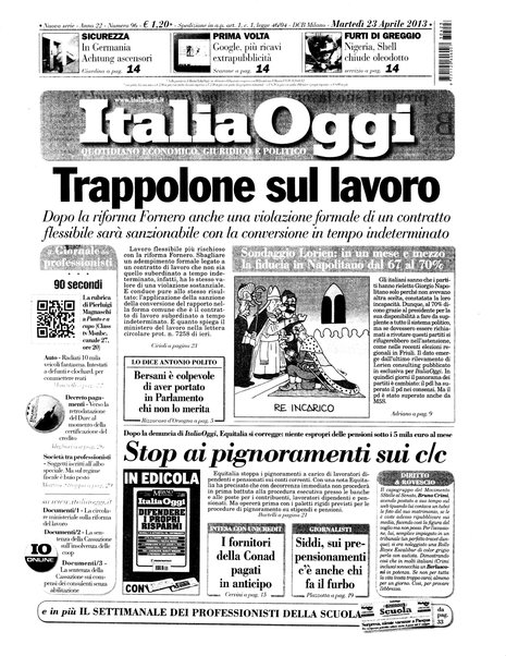 Italia oggi : quotidiano di economia finanza e politica